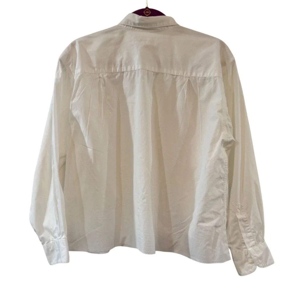 Grandmacore Y2K Academia Cottagecore White Embroidered Button Up Blouse Cotton